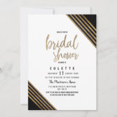 ネイビーブルー金ゴールド幾何学的シックブライダルシャワー 招待状 (正面)