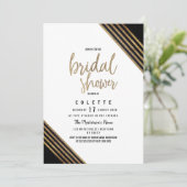 ネイビーブルー金ゴールド幾何学的シックブライダルシャワー 招待状 (スタンド正面)