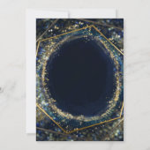 ネイビーブルー金ゴールド抽象芸術ライトジオメトリックスウィート16 招待状 (裏面)