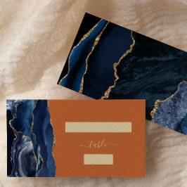 ネイビーブルー金ゴールド揚げオレンジ結婚の護衛 プレイスカード