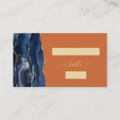 ネイビーブルー金ゴールド揚げオレンジ結婚の護衛 プレイスカード (正面)