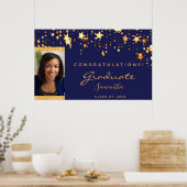 ネイビーブルー金ゴールド星写真卒業パーティー2025 ポスター (キッチン)