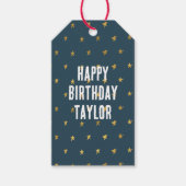 ネイビーブルー金ゴールド星 ギフトタグ (正面)