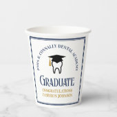 ネイビーブルー金ゴールド歯科学校卒業会 紙コップ (正面)