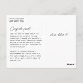 ネイビーブルー金ゴールド水彩写真卒業 ポストカード (裏面)