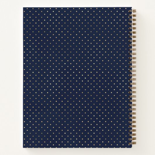 ネイビーブルー金ゴールド水玉模様グリッターレシピノート ノートブック (裏面)