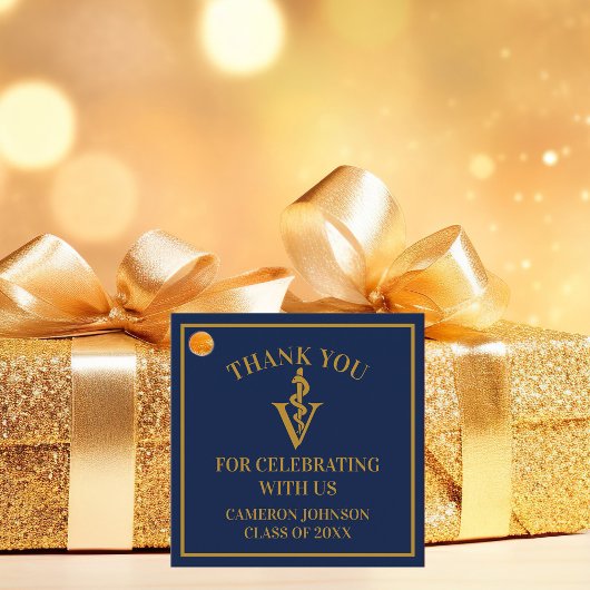 ネイビーブルー金ゴールド獣医学校卒業党 フェイバータグ