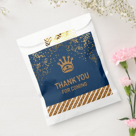 ネイビーブルー金ゴールド王室のプリンスクラウンサンキュー フェイバーバッグ (封をした状態)