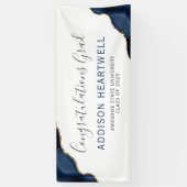 ネイビーブルー金ゴールド瑪瑙おめでとう卒業 横断幕 (縦)