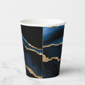 ネイビーブルー金ゴールド紙カップカスタムの文字と名前 紙コップ (右)