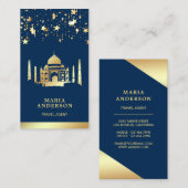 ネイビーブルー金ゴールド紙吹雪タジマハルトラベルエージェント 名刺 (正面/裏面)