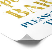 ネイビーブルー金ゴールド紙吹雪ポップコーンバーサイン ポスター (角)