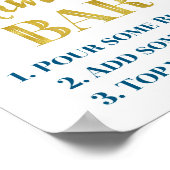 ネイビーブルー金ゴールド紙吹雪ミモサバーサイン結婚ズ ポスター (角)