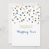 ネイビーブルー金ゴールド紙吹雪誓の更新招待状 招待状 (正面)