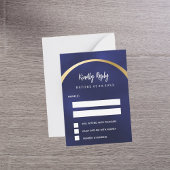 ネイビーブルー金ゴールド結婚アーチ応答RSVP ノートカード