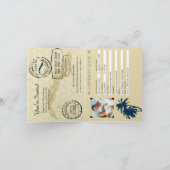 ネイビーブルー金ゴールド結婚キューバ旅券 招待状 (内部)