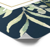 ネイビーブルー金ゴールド結婚グリーンの歓迎サイン ポスター (角)