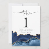 ネイビーブルー金ゴールド結婚ゲートのテーブル番号カード 招待状 (裏面)