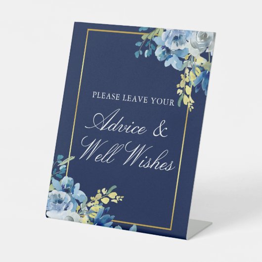 ネイビーブルー金ゴールド結婚フローラアドバイス&ウェルウィッシュ 台座サイン (正面)