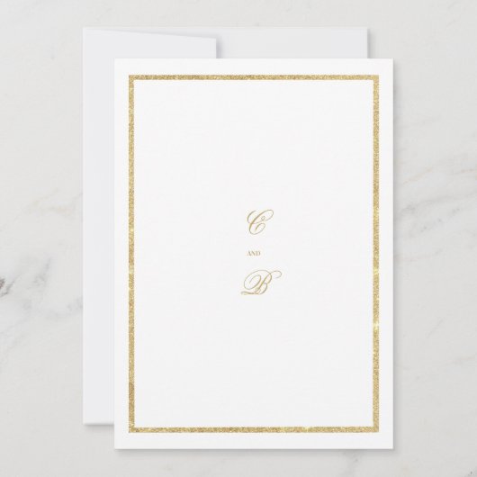 ネイビーブルー金ゴールド結婚ホワイトレース結婚の 招待状 (裏面)