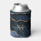 ネイビーブルー金ゴールド缶の名前をカスタムすると手紙 缶クーラー (缶正面)