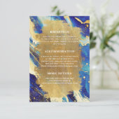 ネイビーブルー金ゴールド詳細カード結婚式招待状 エンクロージャーカード (スタンド正面)