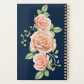 ネイビーブルー金ゴールド赤面フローラパーソナライズされたプランナー プランナー手帳 (裏面)