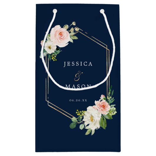 ネイビーブルー金ゴールド赤面ホテルズ結婚抱き枕 スモールペーパーバッグ (裏面)