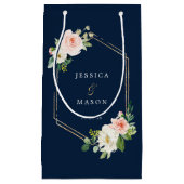 ネイビーブルー金ゴールド赤面ホテルズ結婚抱き枕 スモールペーパーバッグ (正面)