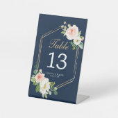 ネイビーブルー金ゴールド赤面結婚の表番号 台座サイン (正面)