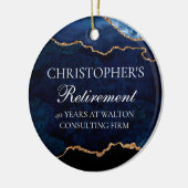 ネイビーブルー金ゴールド退職金パーソナライズされたクリスマス セラミックオーナメント (左)