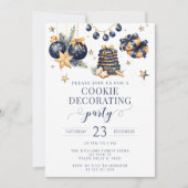 ネイビーブルー金ゴールド飾クッキーパーティの招待状 招待状 (正面)