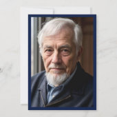 ネイビーブルー金ゴールド100誕生日写真 招待状 (裏面)