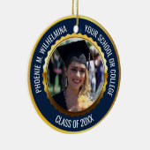ネイビーブルー金ゴールド2写真卒業クラス2024 セラミックオーナメント (右)