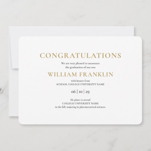 ネイビーブルー金ゴールド3フォトコラージュ卒業アナウンクス 案内状 (裏面)