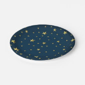 ネイビーブルー金ゴールド3Dスター軍隊スタイル ペーパープレート (アングル)