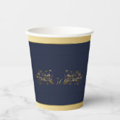 ネイビーブルー金ゴールド50周年結婚を迎える 紙コップ (正面)