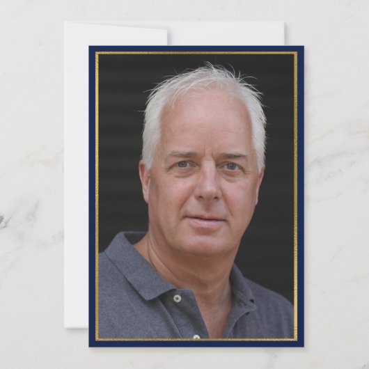 ネイビーブルー金ゴールド50誕生日フォトサプライズパーティー 招待状 (裏面)