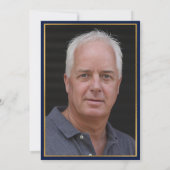 ネイビーブルー金ゴールド65誕生日フォトサプライズパーティー 招待状 (裏面)