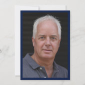 ネイビーブルー金ゴールド65th誕生日写真 招待状 (裏面)