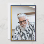 ネイビーブルー金ゴールド70誕生日フォトサプライズパーティー 招待状 (裏面)