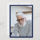 ネイビーブルー金ゴールド75th誕生日写真 招待状 (裏面)