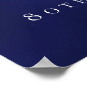 ネイビーブルー金ゴールド80th photo birthday party welcome ポスター (角)