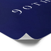 ネイビーブルー金ゴールド90th photo birthday party welcome ポスター (角)