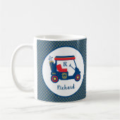 ネイビーブルー金ゴールド&レッドゴルフパーソナライズされた場 コーヒーマグカップ (左)