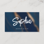 ネイビーブルー金ゴールドQRコード美しいラグジュアリー 名刺 (正面)