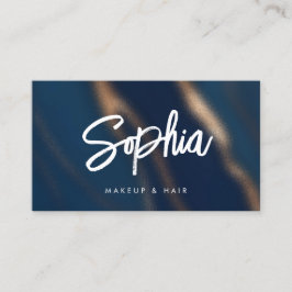 ネイビーブルー金ゴールドQRコード美しいラグジュアリー 名刺