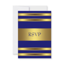 ネイビーブルー金ゴールドRSVP