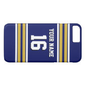 ネイビーブルー金ゴールドWhtチームジャージカスタムー番号名 Case-Mate iPhoneケース (裏面(横))