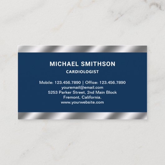 ネイビーブルー金属鋼聴診器 名刺 (裏面)